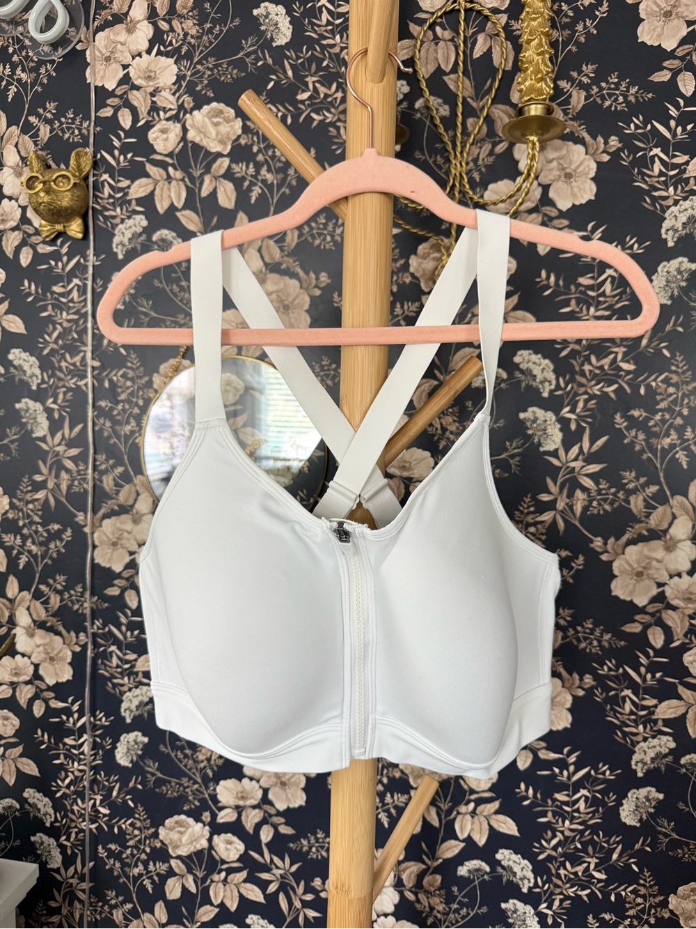 Under Armour White Front-Zip High-Impact Sports Bra